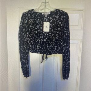 Floral Black Crop Top